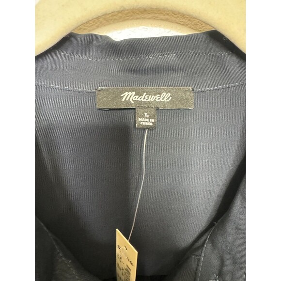 Madewell Large Utility Tie Waist Maxi Button Front Shirt Dress Navy Blue NWT - Picture 9 of 15